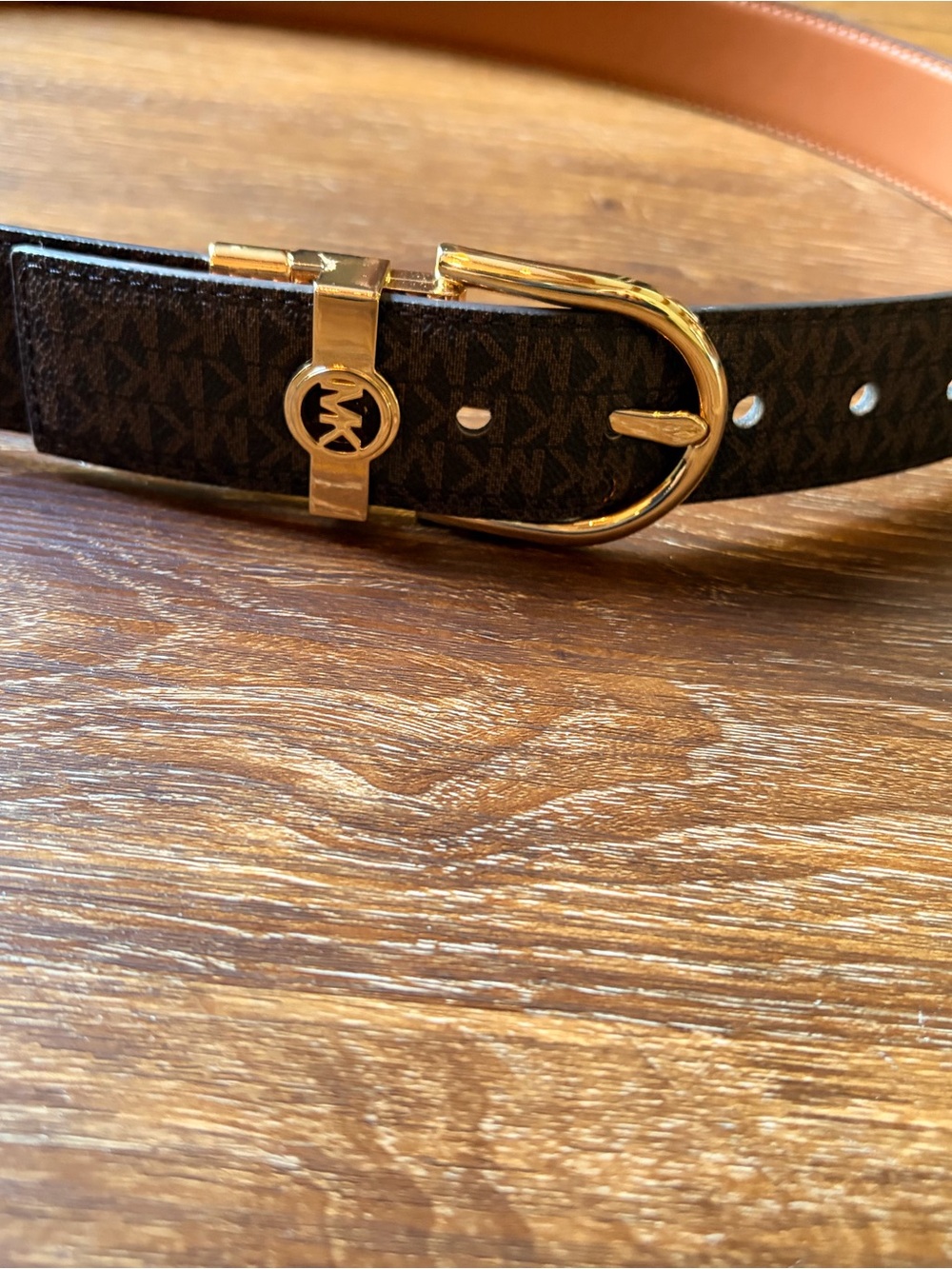 ✨ Michael Kors Reversible Logo Belt Brown Black Gold Buckle 45” ✨